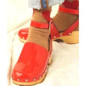 Free People x Unalira Kaia Clog Sandal Red Patent